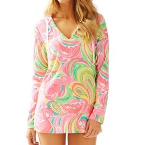 Lilly Pulitzer Megan V-Neck Tunic Hoodie